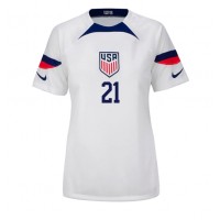 Vereinigte Staaten Timothy Weah #21 Fußballbekleidung Heimtrikot Damen WM 2022 Kurzarm